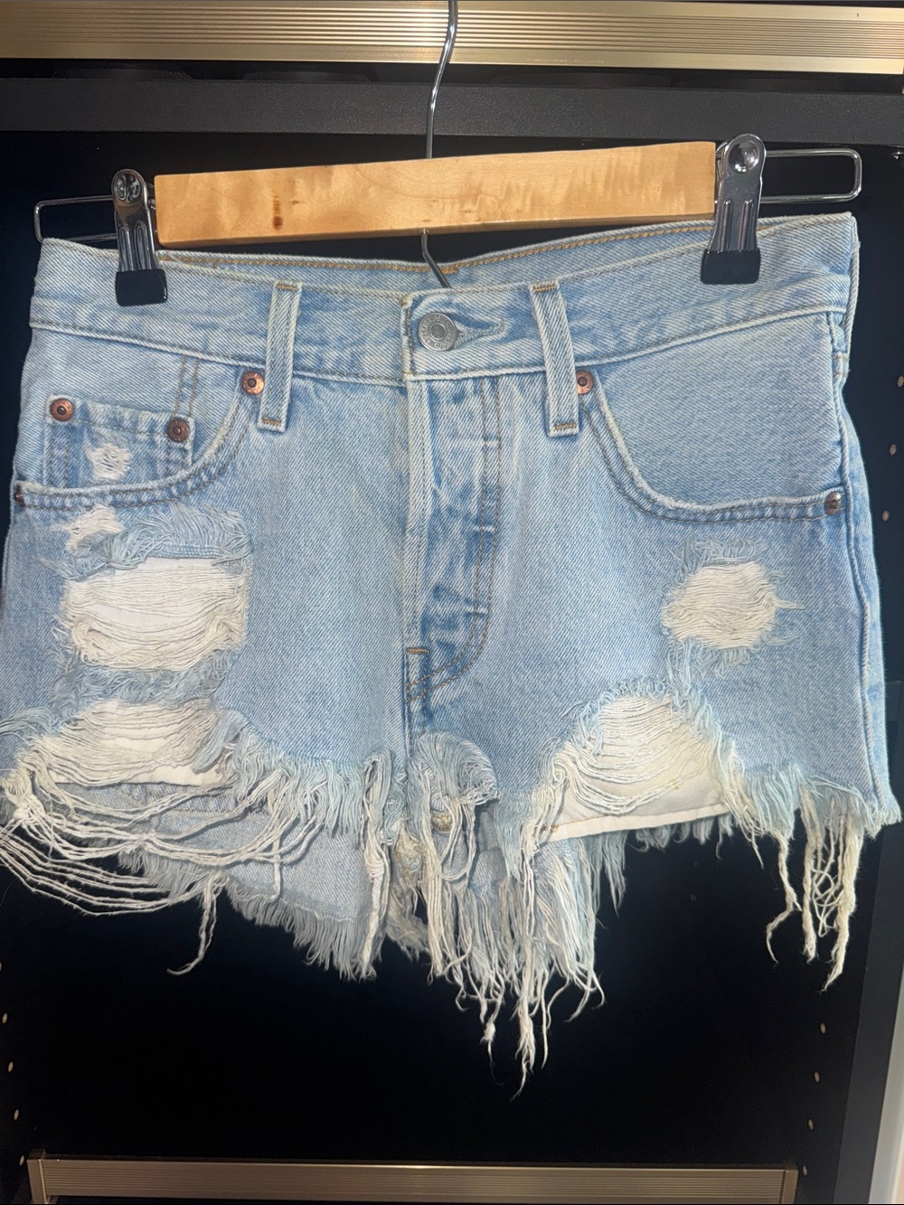 Levi's Light Blue Distressed Denim Cutoff Shorts